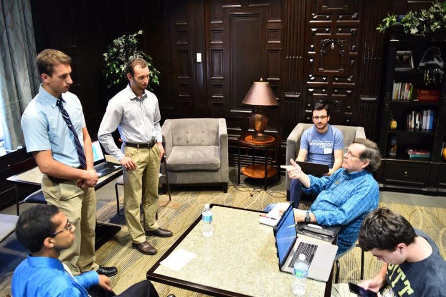 Junior mechanical engineering major Andrei Mihailescu and his teammates entered the shopping network app, “Tag Along,” in Pitt’s Innovation Institute’s 24-hour Startup Blitz. (Photo courtesy of Andrei Mihailescu)