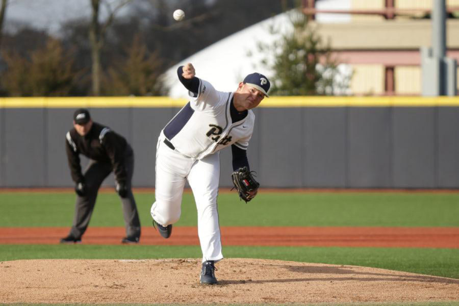 Redshirt junior Derek West (46) struck out 12 Wake Forest batters in 6.0 frames.

