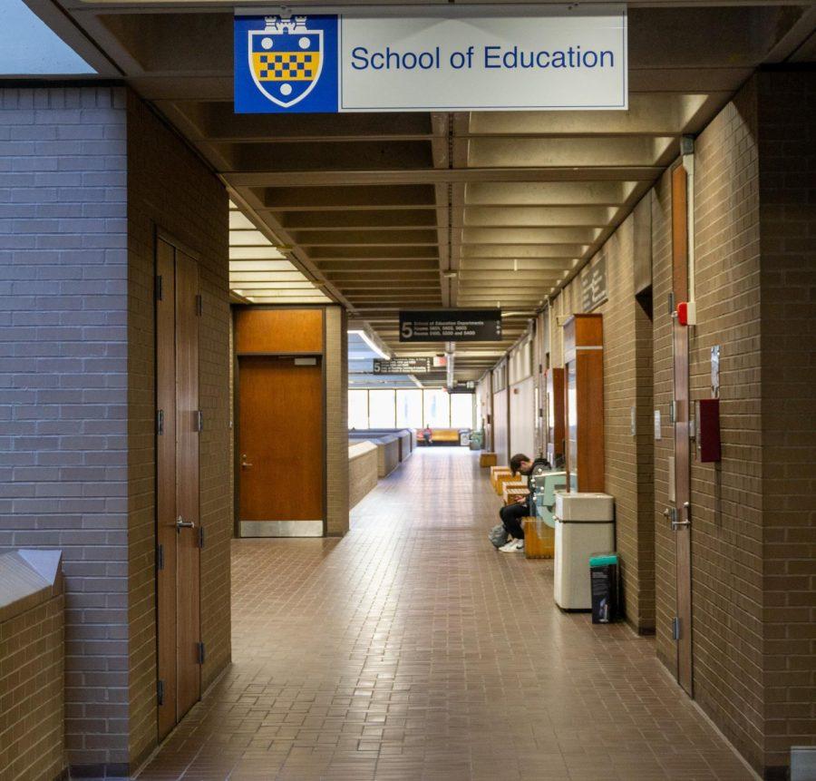 The halls outside the School of Education on the fifth floor of Wesley W. Posvar Hall. 
