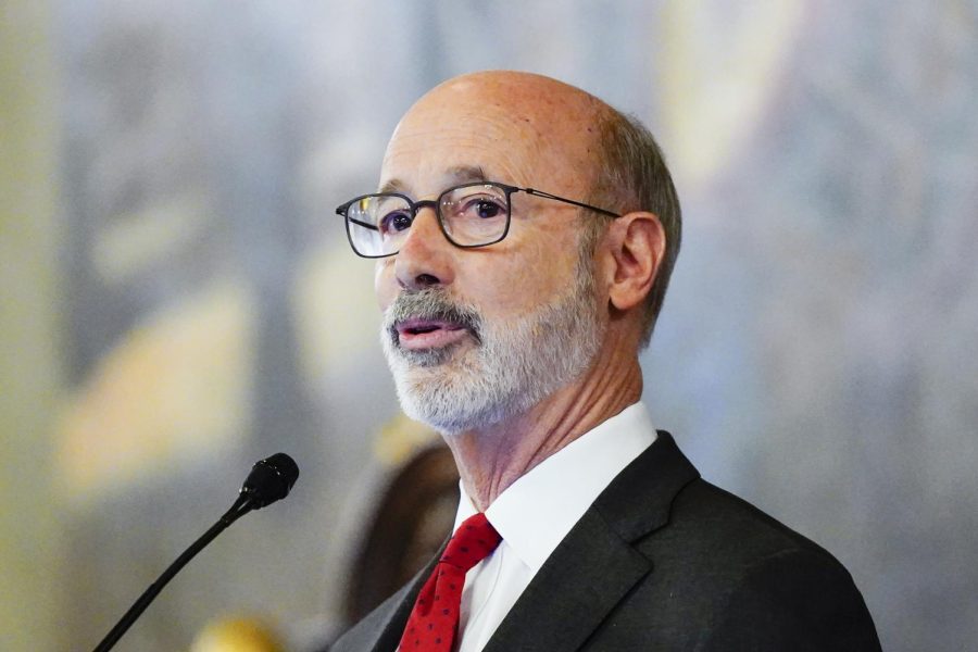 Gov. Tom Wolf delivers his budget address for the 2022-23 fiscal year to a joint session of the Pennsylvania House and Senate in Harrisburg in February. 
