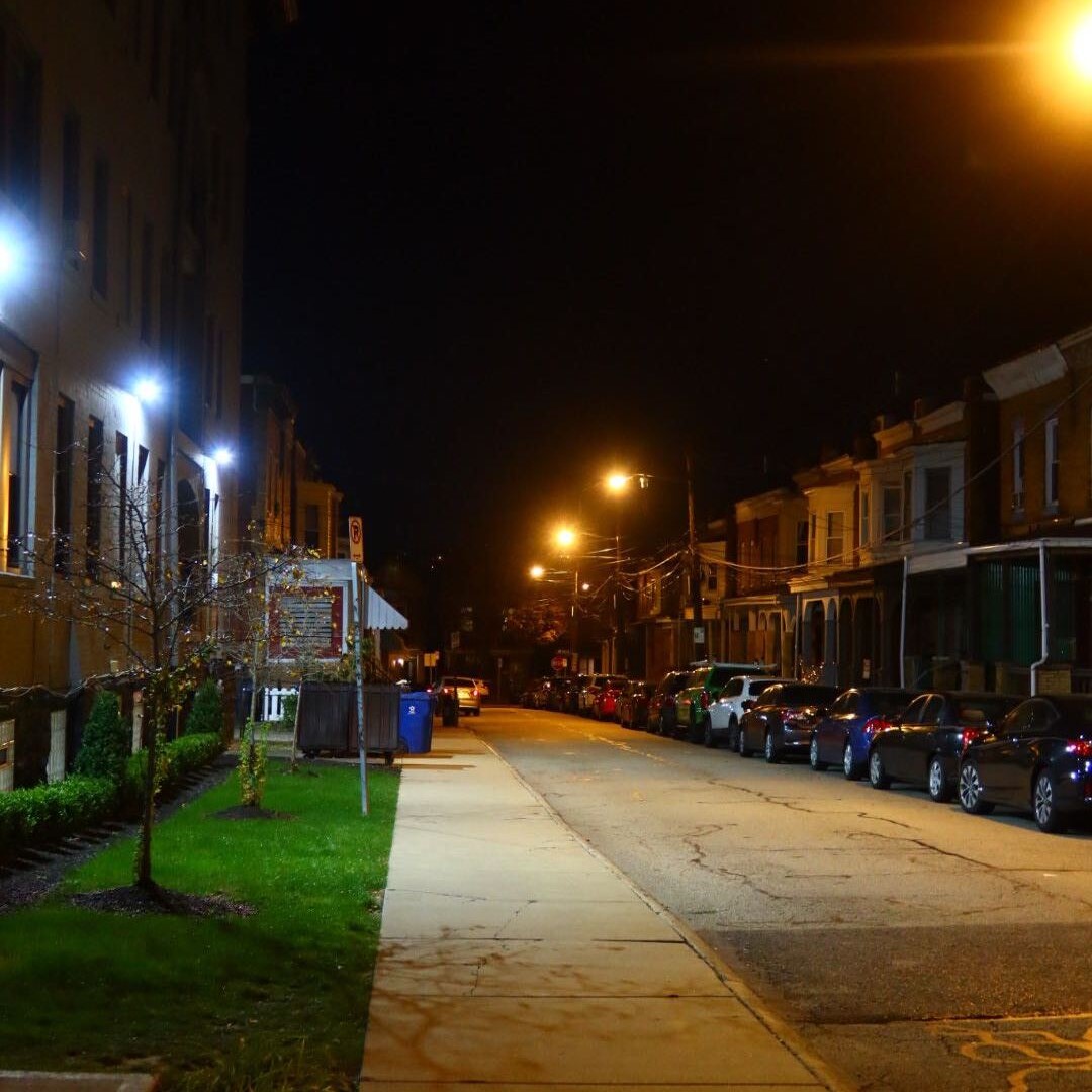 Residential buildings on Joe Hammer Square in South Oakland. 