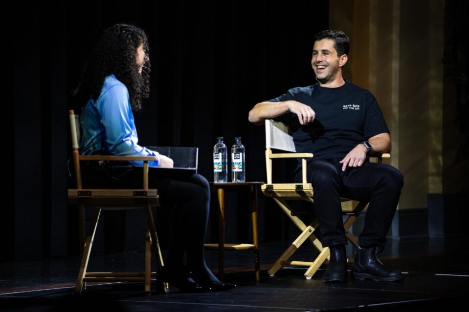 Josh Peck speaks to students at the William Pitt Union Assembly Room on Thursday.

