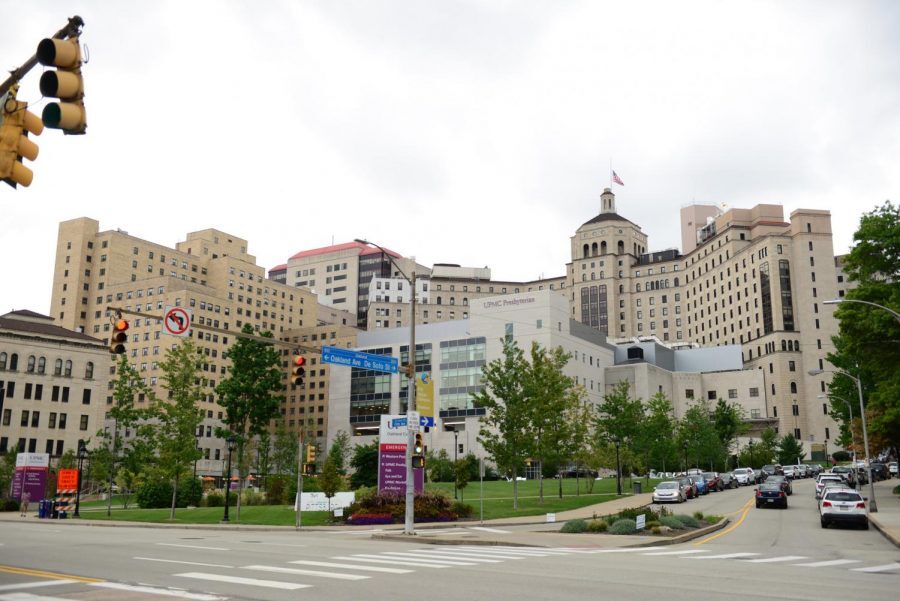UPMC Presbyterian Hospital complex on Fifth Avenue.