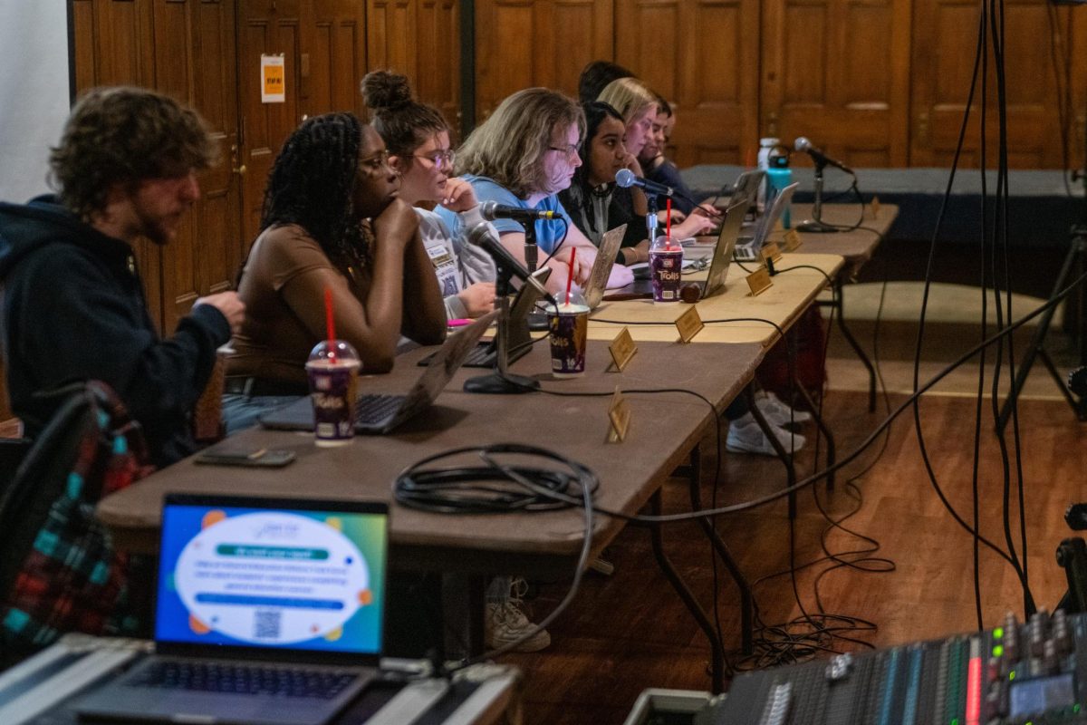 Members of Student Government Board speak during their public meeting on Tuesday in Nordy’s Place.