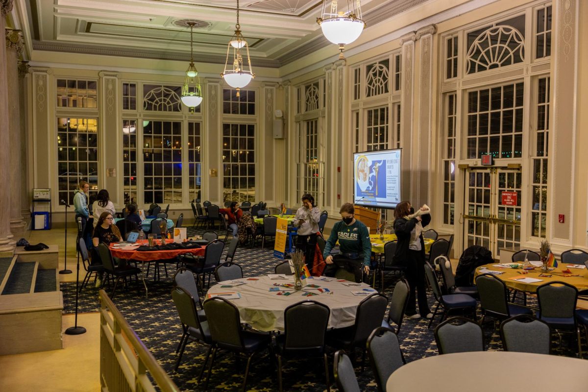 Attendees gathered in the Kurtzman Room for the World Cafe on Sunday, Jan. 26. 
