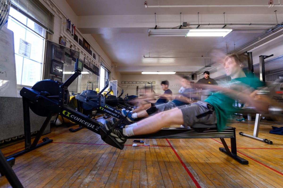 A member of the Pitt Rowing Club team works out during the team’s practice.